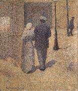 Charles Angrand Man and Woman in the Street USA oil painting artist